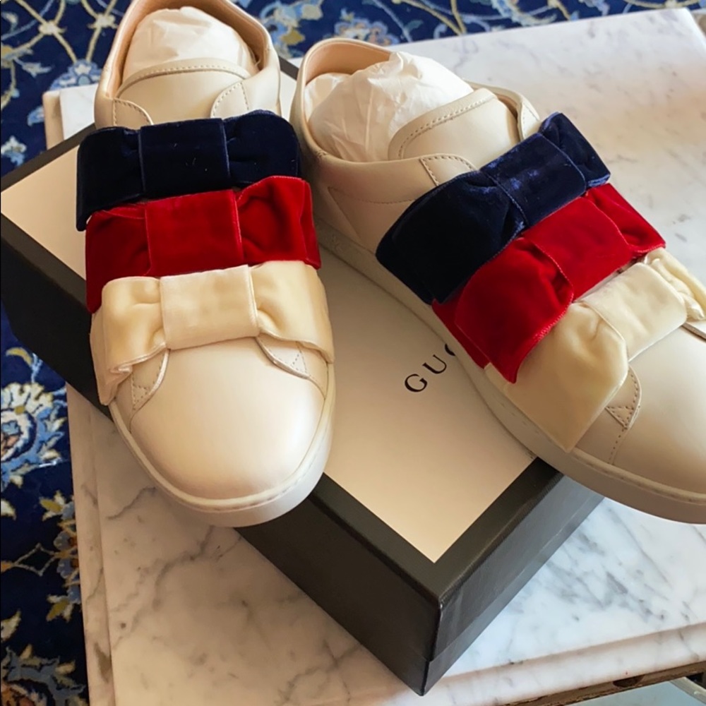 Gucci Ace Velvet Bow Sneakers - Womens Size 41